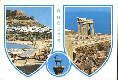 Rhodos Rhodes aegaeis Strand Statue Elafos Tempel Ruine Antike Kat. 