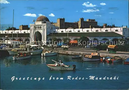 Rhodos Rhodes aegaeis Mandraki Boote Hafen Kat. 
