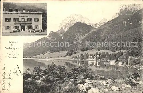 Hintersee Berchtesgaden Uferpartie Berchtesgadener Alpen Auinger s Gasthaus Kat. Berchtesgaden