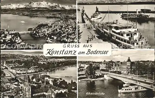 Konstanz Bodensee Rheibruecke Hafen Schweizer Alpen Muenster Kat. Konstanz