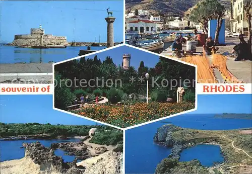 Rhodos Rhodes aegaeis Festung Fischer Panorama Turm Kat. 