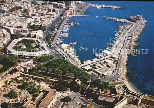 Rhodos Rhodes aegaeis Hafen Fliegeraufnahme Kat. 