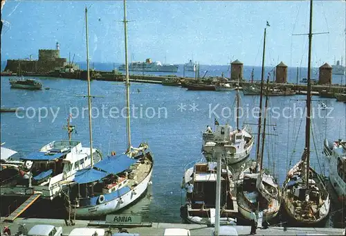 Rhodos Rhodes aegaeis Mandraki Hafen Segelschiff Kat. 