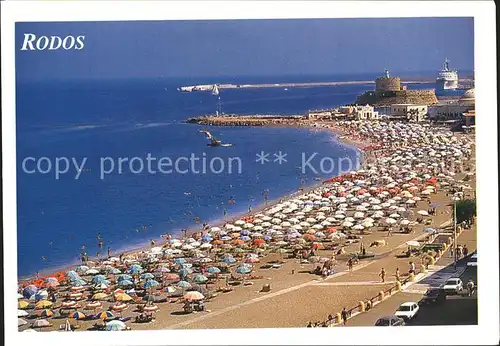 Rhodos Rhodes aegaeis Strand Hafeneinfahrt Kat. 