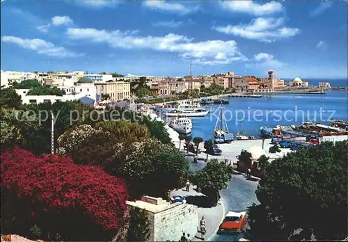 Rhodos Rhodes aegaeis Ansicht Stadt Hafen Segelboote Kat. 