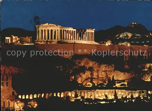 Athen Griechenland beleuchtete Akropolis Kat. 