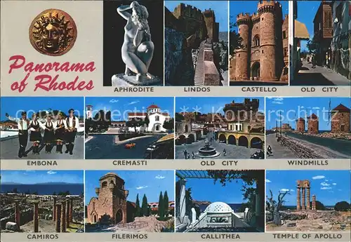 Rhodos Rhodes aegaeis Aphrodite Lindos Castello Old City Filerimos Kat. 