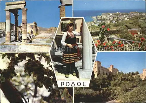 Rhodos Rhodes aegaeis Nationaltracht Ruine Burg Kat. 