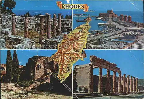 Rhodos Rhodes aegaeis Ruine Karte Hafen  Kat. 