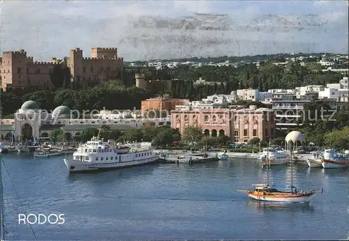 Rhodos Rhodes aegaeis Hafen Mandraki Faehre Segelboot Kat. 