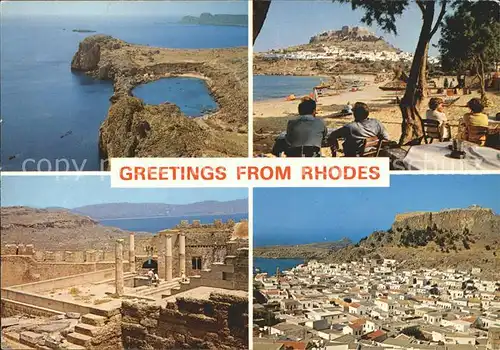 Rhodos Rhodes aegaeis Lindos Ruine Strand Stadt Kat. 