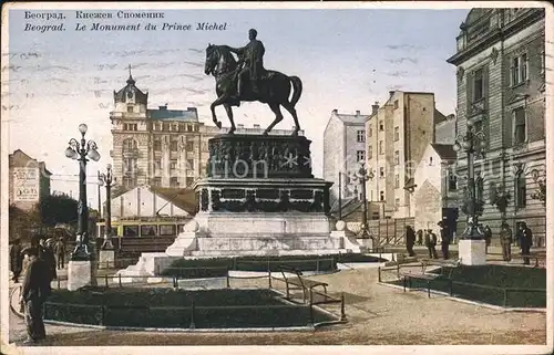 Beograd Belgrad Monument du Prince Michel Denkmal Reiterstandbild Kat. Serbien