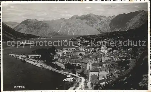 Kotor Montenegro Panorama Bucht Dampfer Gebirge / Montenegro /