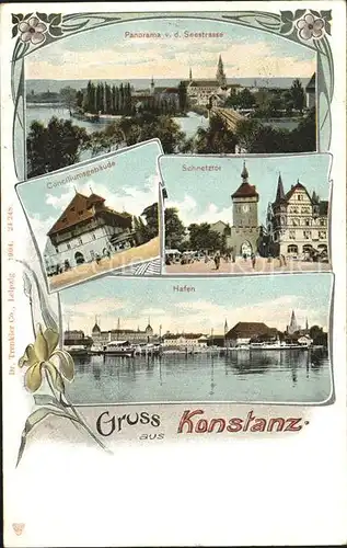 Konstanz Bodensee Panorama Conciliumsgebaeude Schnetztor Hafen Kat. Konstanz