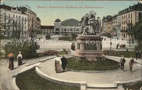 Basel BS Strassburger Denkmal mit Bundesbahnhof Kat. Basel