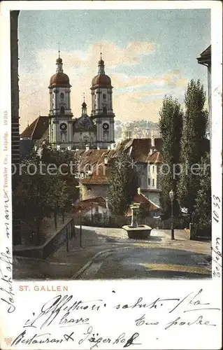 St Gallen SG Strassenansicht Brunnen Kirche Kat. St Gallen