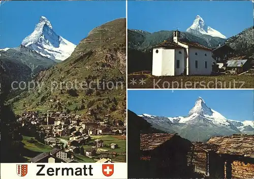 Zermatt VS Kapelle Matterhorn Teilansicht Kat. Zermatt