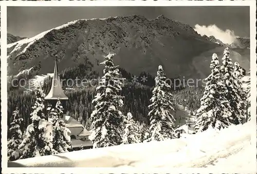 Arosa GR Schafruecken Neuschnee Kirche Kat. Arosa