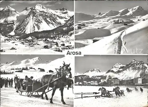 Arosa GR Pferdekutsche Pferderennen Teilansichten Kat. Arosa