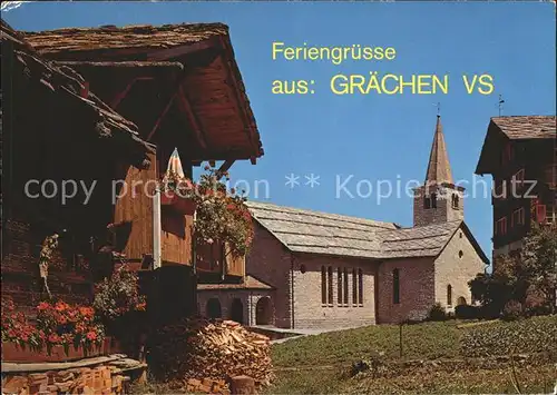 Graechen VS Dorfpartie mit Kirche Kat. Graechen