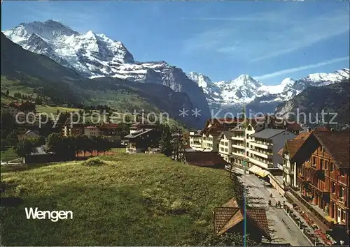 Wengen BE mit Jungfrau Grosshorn Breithorn Tschingelhorn Kat. Wengen