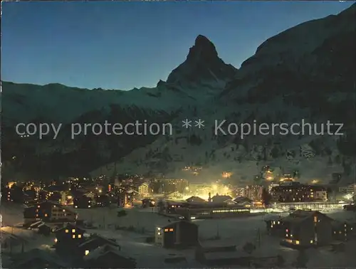 Zermatt VS bei Nacht mit Matterhorn Kat. Zermatt