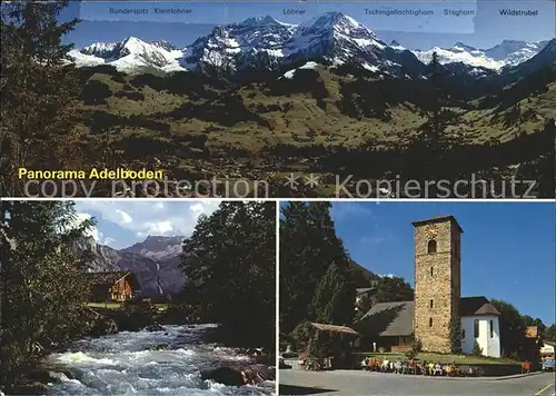 Adelboden Bunderspitz Kleinlohner Lohner Tschingellochtighorn Wildstrubel Engstlige Bach Kirche Kat. Adelboden