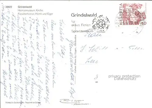 Grindelwald Heimatmuseum Kirche Fiescherhoerner Hoernli Eiger Kat. Grindelwald