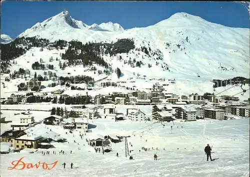 Davos Dorf GR mit Buenda-Skilift Parsennbahn Schiahoerner / Davos /Bz. Praettigau-Davos