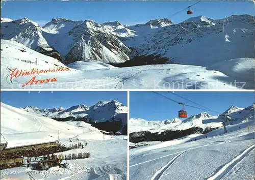 Arosa GR Skigebiet Carmennahuette mit Furkahoerner Weisshornseilbahn Kat. Arosa