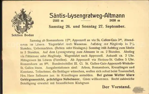 Saentis AR Sektion Bodan Touren Saentis Lysengratweg Altmann Kat. Saentis