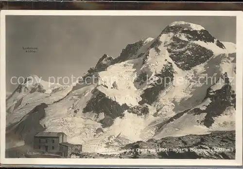 Gandegghuette mit Lyskamm und Breithorn Kat. Zermatt VS