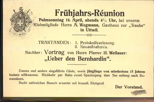 Kreuzlingen TG Sektion Bodan Fruehjahrs Reunion Einladung Kat. Kreuzlingen