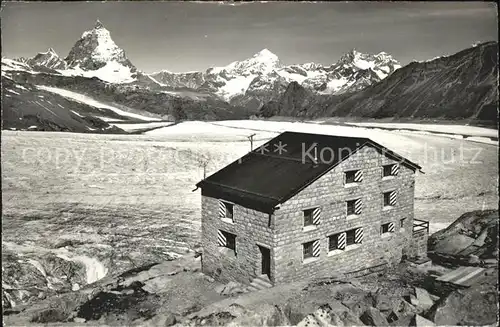 Zermatt VS Monte Rosa Huette mit Matterhorn Dt Blanche Obergabelhorn Gornergrat Kat. Zermatt