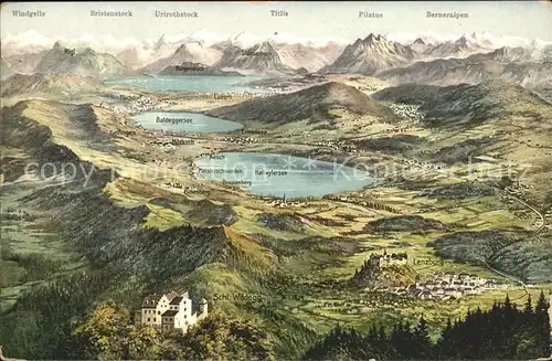 Seetal und Umgebung mit den Alpen Panoramakarte