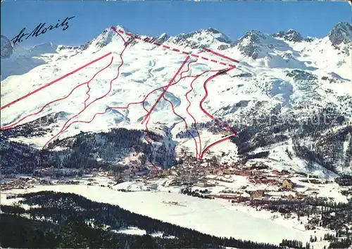 St Moritz GR mit Skigebiet Corviglia Piz Nair Suvretta Kat. St Moritz