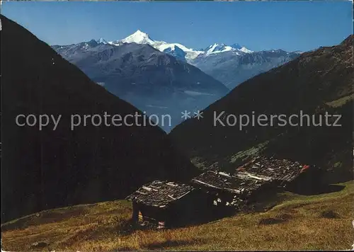 Loetschental Alphuetten bei Lauchern und Hockenalp Weisshorn Diablons Dt Blanche Kat. Kippel