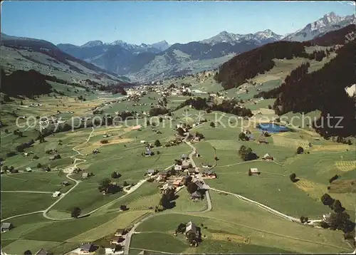 Wildhaus Schoenenboden Fliegeraufnahme mit Goggeien Speer und Luetispitz Kat. Wildhaus