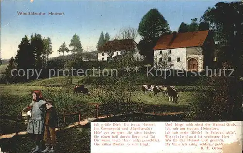 Westfalen Region Land und Leute Bauersfrau Viehweide Westfalengruss Serie Heimatbilder Ausgabe III No. 11 /  /