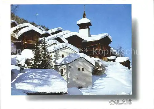 Valais Wallis Kanton Verschneites Dorf Kat. Sion