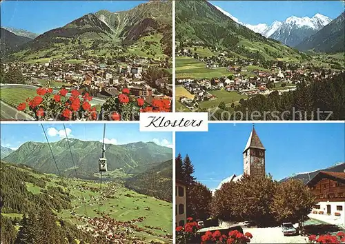 Klosters GR Totalansicht Gondelbahn Alpenrosen Kirche Kat. Klosters