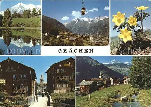 Graechen VS Dorfmotive Gondelbahn Alpenblumen Kat. Graechen