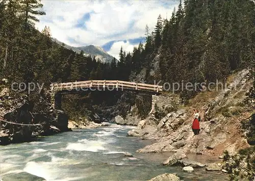 Zernez GR Der Spoel bei Punt Periv Bruecke Kat. Zernez