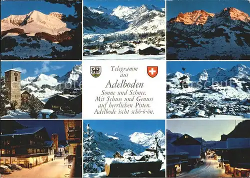 Adelboden Panorama Teilansichten Dorfstrasse bei Nacht Kat. Adelboden