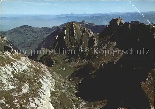 Meglisalp Blick vom Rotsteinpass mit Marwees Hundstein und Freiheit / Altmann /Rg. Saentis