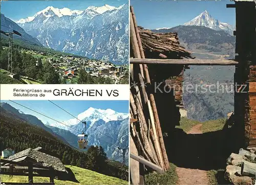 Graechen VS Panorama Dorfmotiv Gondelbahn Kat. Graechen