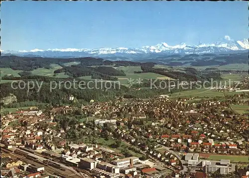 Burgdorf Bern Fliegeraufnahme mit Alpen Kat. Hasle Burgdorf