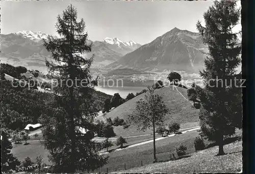 Schwendi Thun BE mit Bluemlisalp Balmhorn Rinderhorn und Niesen Kat. Thun