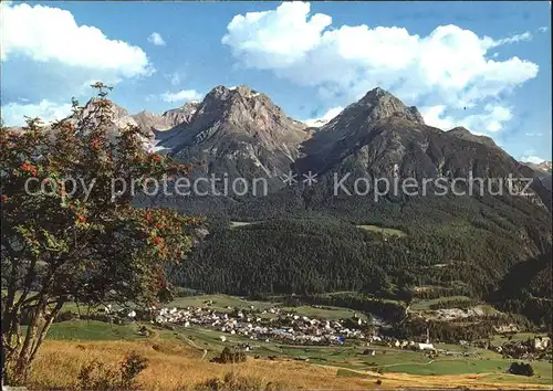 Scuol Tarasp Vulpera mit Ajuez Lischana und St Jon / Scuol /Bz. Inn