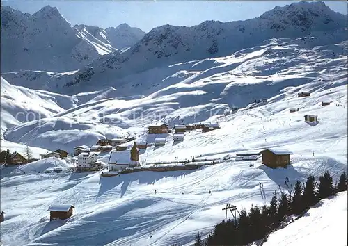 Arosa GR Bergkirchli mit Skigebiet Kat. Arosa